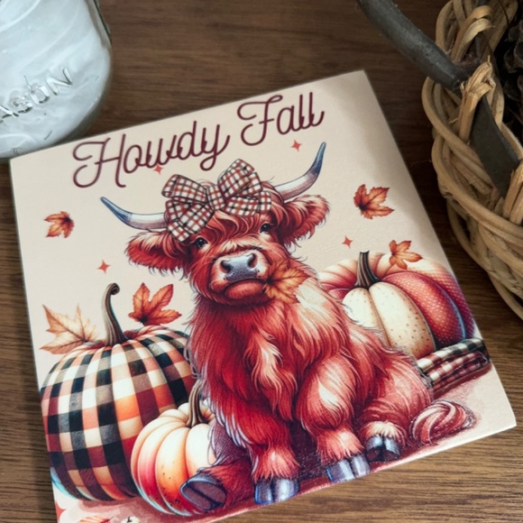 Charming Highland Cow 'Howdy Fall' Home or Office Decor for Autumn - Picture 5 of 13